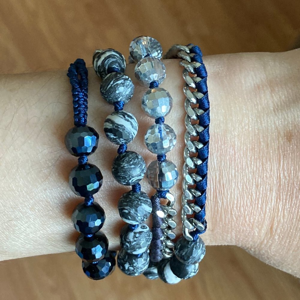 Brand New Bead+Ribbon Multi-Wrap Bracelet